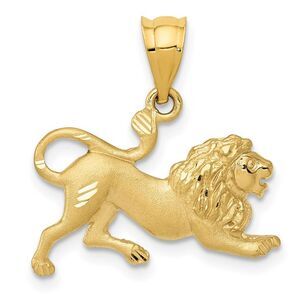 14k Yellow Gold Satin Lion Pendant